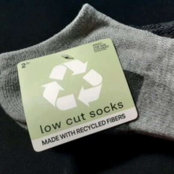 2 Pairs Soft Unisex Low Cut Socks One Size Fits Most Made With Recycled Fibers - Picture 1 of 5